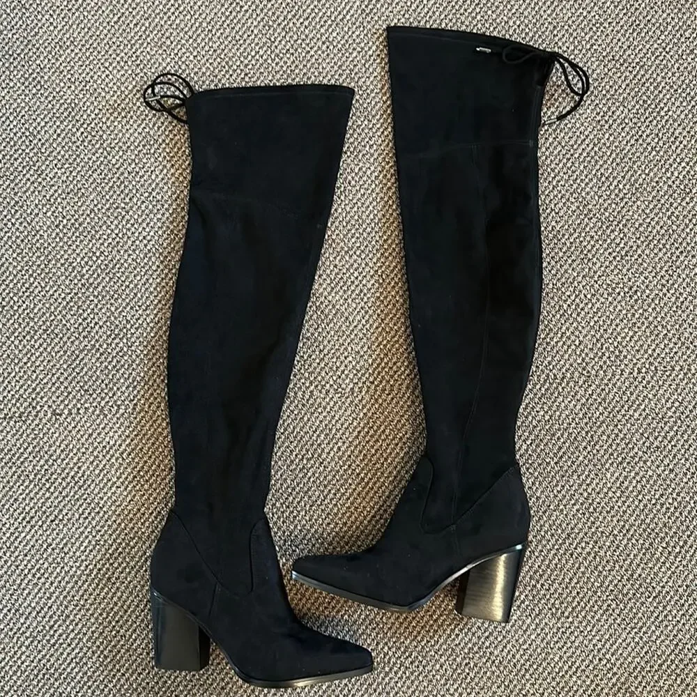 Marc Fisher LTD Okun Over The Knee‎ Thigh Black Suede Boots Size 7